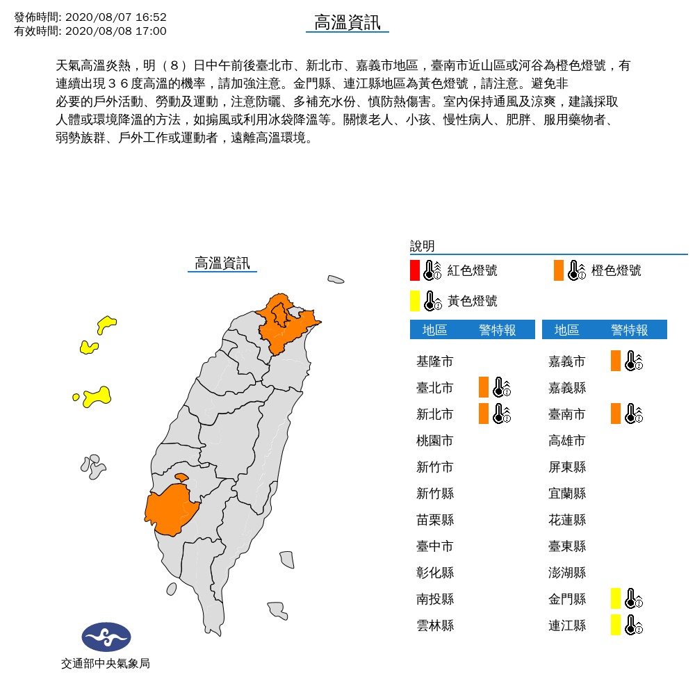 全台高溫分佈。 圖:中央氣象局/提供 全台高溫分佈。 圖:中央氣象局/提供