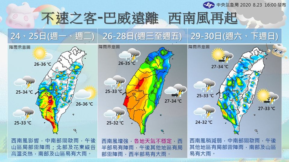 1圖掌握本周降雨3段變化！西半部掃著風颱尾 各地氣候不穩