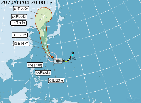 氣象局預測強颱海神路徑。 圖:中央氣象局/提供 氣象局預測強颱海神路徑。 圖:中央氣象局/提供