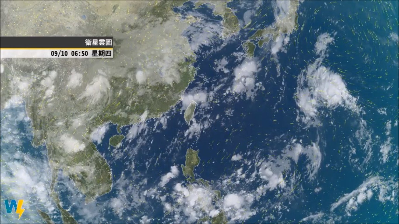 從衛星雲圖上可見,台灣上空有鬆散的微弱鋒面,今、明兩天北北基、東部水氣增加,整天都會有陣雨出現。 圖:翻攝臉書粉絲專頁 從衛星雲圖上可見,台灣上空有鬆散的微弱鋒面,今、明兩天北北基、東部水氣增加,整天都會有陣雨出現。 圖:翻攝臉書粉絲專頁