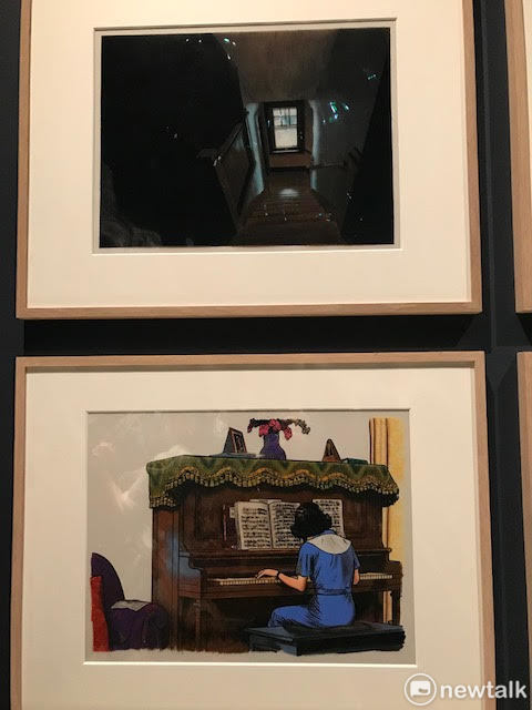 吉貝自傳漫畫展《阿藍的戰爭》系列畫稿。 圖:蔡筱穎/攝 吉貝自傳漫畫展《阿藍的戰爭》系列畫稿。 圖:蔡筱穎/攝