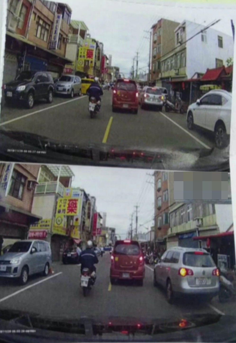 民眾在路邊等車位,在倒車之際,被檢舉達人用幾秒鐘截圖檢舉併排停車。 圖:國民黨桃園市議會黨團提供 民眾在路邊等車位,在倒車之際,被檢舉達人用幾秒鐘截圖檢舉併排停車。 圖:國民黨桃園市議會黨團提供