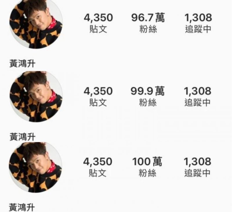 網友貼出小鬼IG粉絲人數變化圖。 圖:翻攝自《Dcard》 網友貼出小鬼IG粉絲人數變化圖。 圖:翻攝自《Dcard》