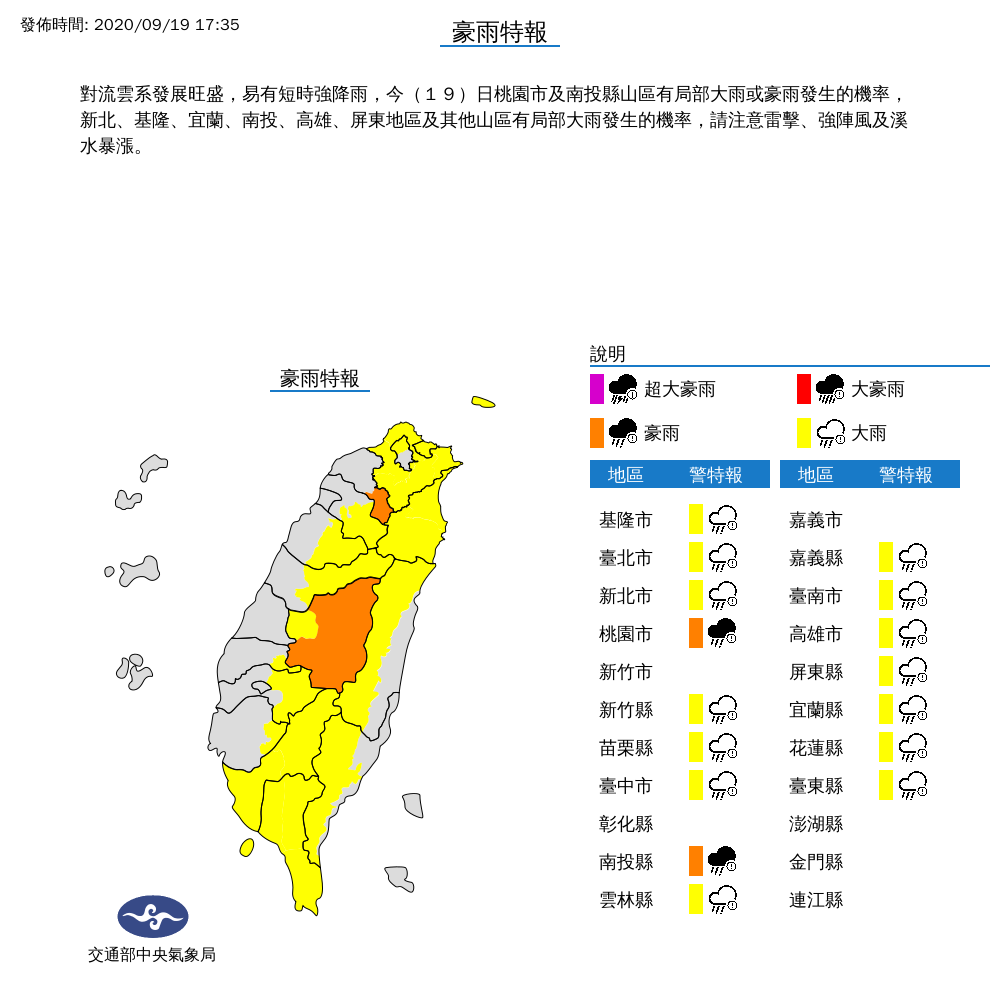 16縣市大雨特報 北台受水氣影響將降溫