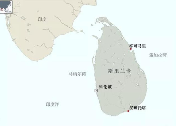 印度與斯里蘭卡戰略位置圖。 圖 : 翻攝自每日頭條 印度與斯里蘭卡戰略位置圖。 圖 : 翻攝自每日頭條