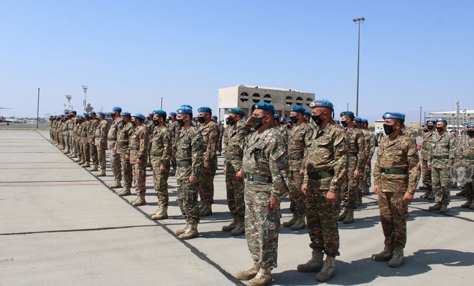 亞美尼亞的軍方集合整隊。 圖:翻攝自MoD of Armenia推特 亞美尼亞的軍方集合整隊。 圖:翻攝自MoD of Armenia推特