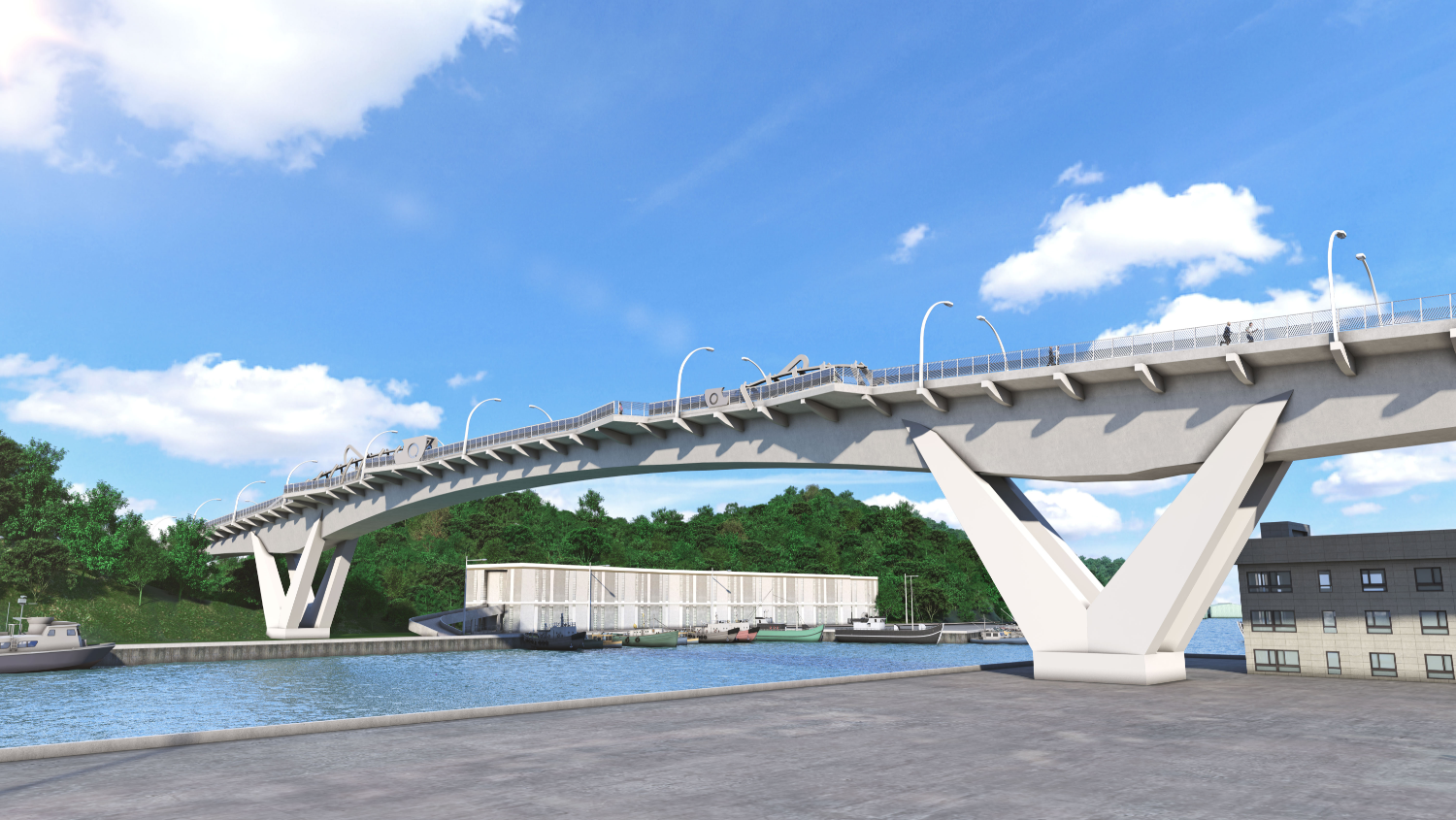 南方澳跨港大橋重建工程今日動土,設計理念為南方澳特產「鯖魚」。 圖:蘇花改工程處/提供 南方澳跨港大橋重建工程今日動土,設計理念為南方澳特產「鯖魚」。 圖:蘇花改工程處/提供