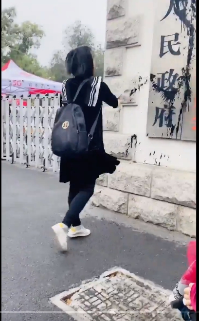 (影)中國疫苗害其女險癱瘓！維權孕婦潑墨河南輝縣市政府 陸網友瘋挺