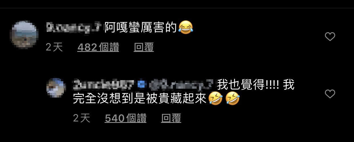 網友留言阿嘎蠻厲害的,能騙到蔡桃貴把手機交出來,二伯也說她沒想到是蔡桃貴藏起來的。 圖:翻攝Instagram 網友留言阿嘎蠻厲害的,能騙到蔡桃貴把手機交出來,二伯也說她沒想到是蔡桃貴藏起來的。 圖:翻攝Instagram