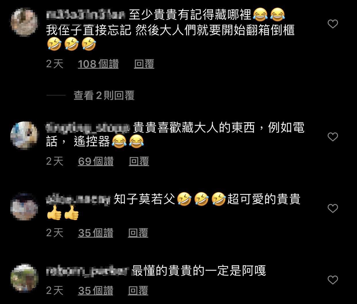 不少網友備蔡桃貴萌翻,直說貴貴有記得藏在哪裡就好。 圖:翻攝Instagram 不少網友備蔡桃貴萌翻,直說貴貴有記得藏在哪裡就好。 圖:翻攝Instagram
