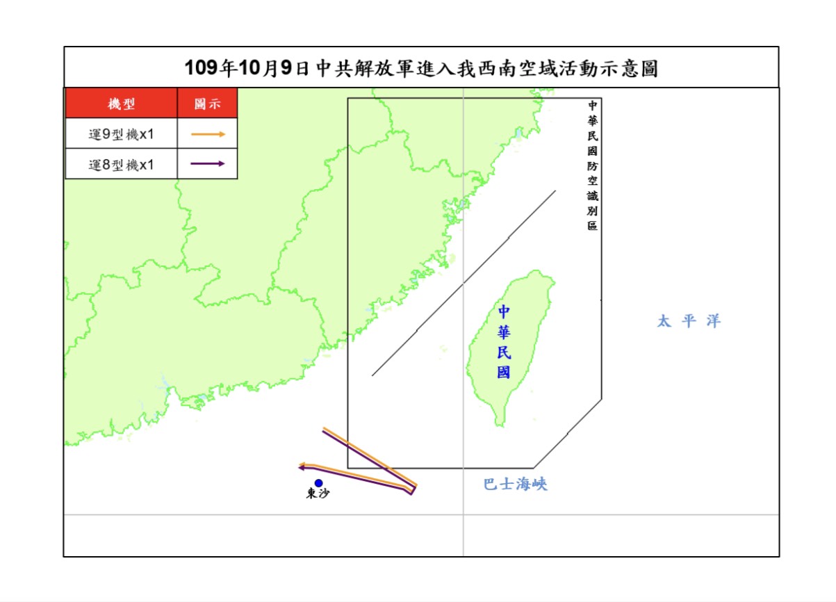 國慶前夕共軍運8、運9擾台 空軍防空飛彈追監