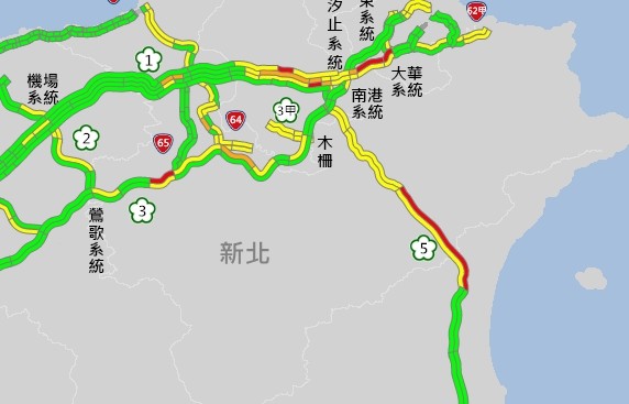國5北上車速不到40公里,雪隧回堵1公里。 圖:翻攝高公局即時路況 國5北上車速不到40公里,雪隧回堵1公里。 圖:翻攝高公局即時路況