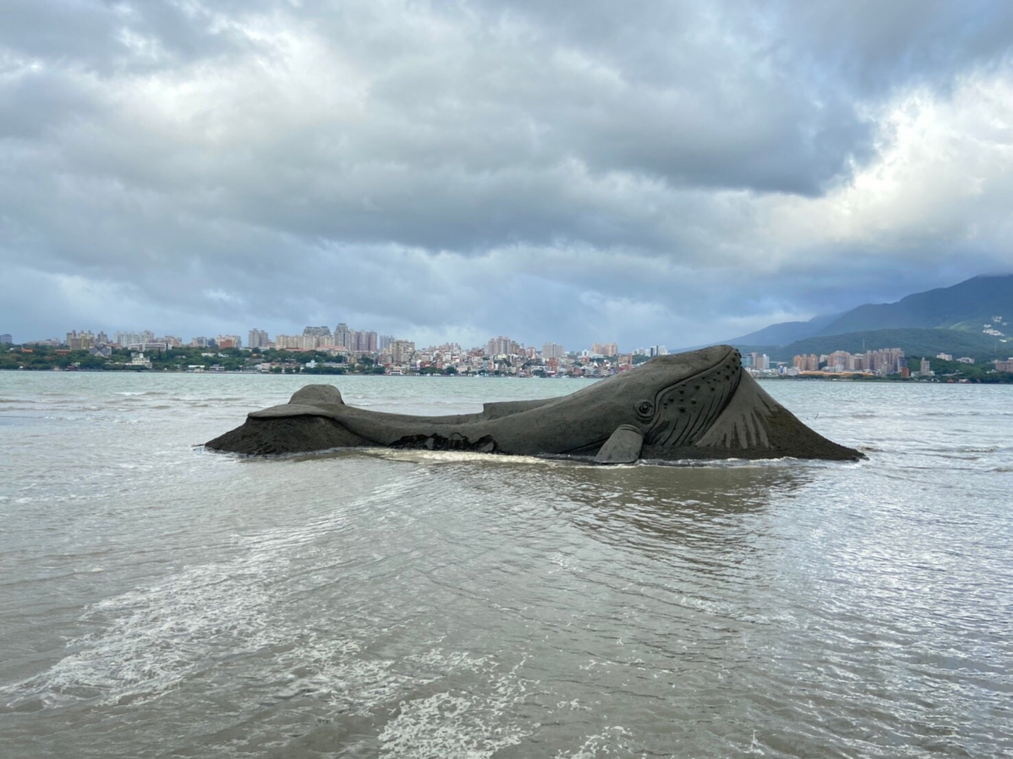 八里快閃沙雕「消失的海翁」  挑戰四小時打造1:1大鯨魚