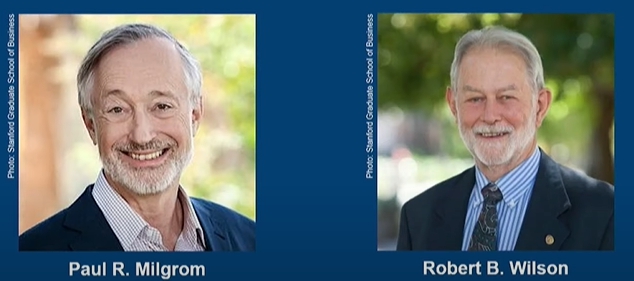 美國學者Paul R. Milgrom和Robert B. Wilson的 圖截自諾貝爾獎Youtube影片。 美國學者Paul R. Milgrom和Robert B. Wilson的 圖截自諾貝爾獎Youtube影片。