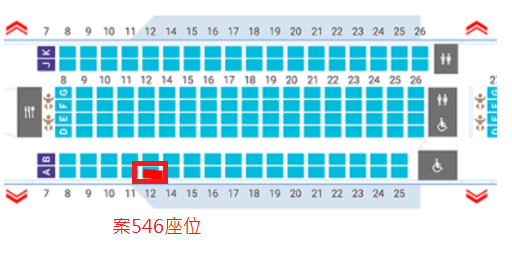 案546飛機座位圖 圖:中央流行疫情指揮中心提供 案546飛機座位圖 圖:中央流行疫情指揮中心提供