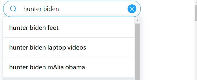 只要在推特搜尋"Hunter Biden",系統就會在後面自動接上"laptop videos"(筆電影片)的字眼。 圖:翻攝自推特 只要在推特搜尋"Hunter Biden",系統就會在後面自動接上"laptop videos"(筆電影片)的字眼。 圖:翻攝自推特