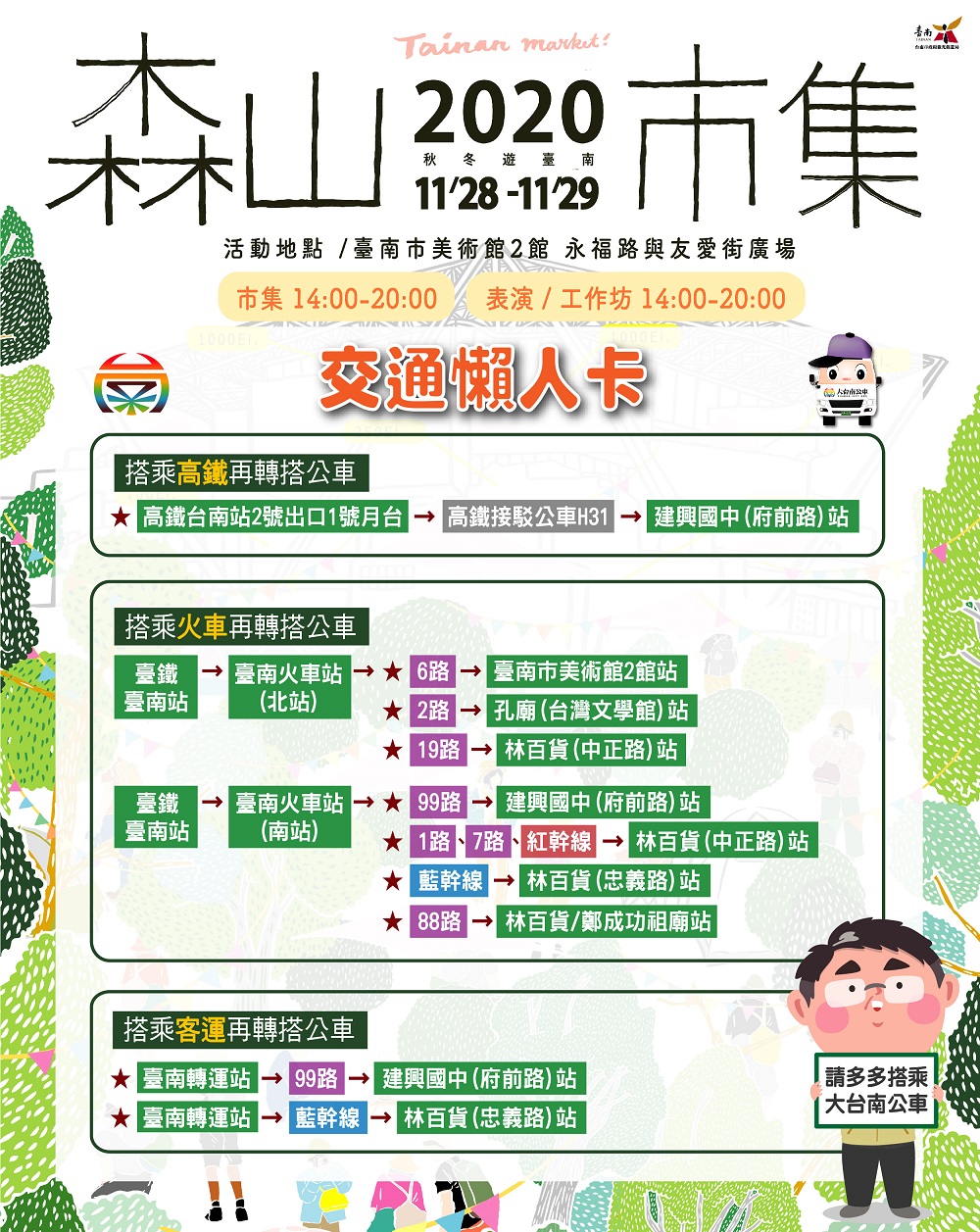 一張圖看懂森山市集的交通資訊 圖:台南市觀旅局/提供 一張圖看懂森山市集的交通資訊 圖:台南市觀旅局/提供