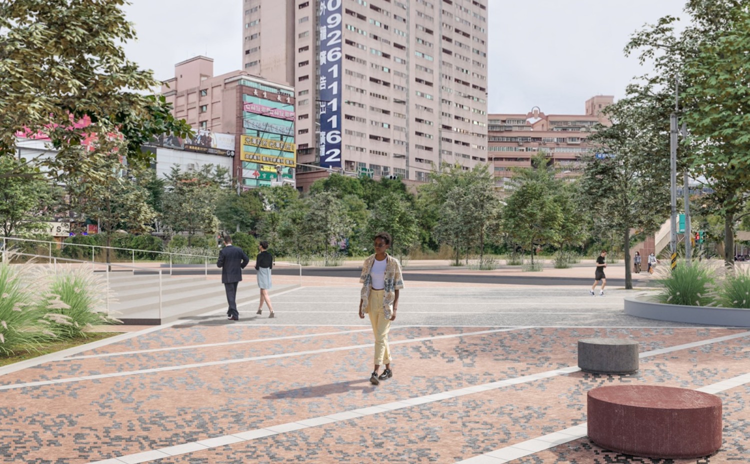 府中雙城以「城市中心的城市」為規劃構想,導入「雙軸三廣場」的概念,將「府中廣場」、「板橋站前廣場」及「市民廣場」等三個廣場的節點和區域街廓與生活型態相結合。 圖:新北市工務局提供 府中雙城以「城市中心的城市」為規劃構想,導入「雙軸三廣場」的概念,將「府中廣場」、「板橋站前廣場」及「市民廣場」等三個廣場的節點和區域街廓與生活型態相結合。 圖:新北市工務局提供