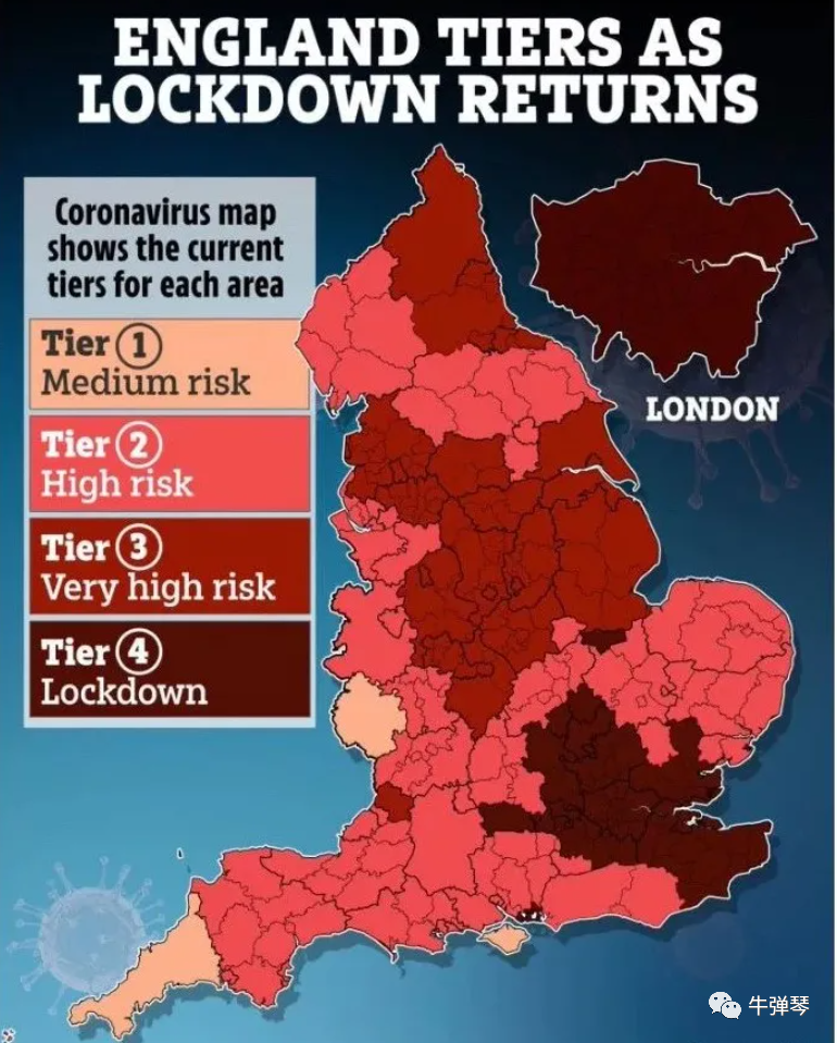 英國的新冠肺炎疫情嚴重，倫敦更是在封鎖區域中。   圖 : 翻攝自微信 / 牛彈琴