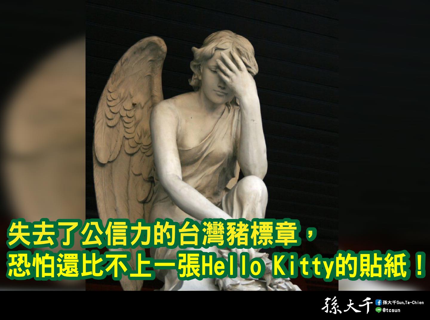 台灣豬標章不如Hello Kitty貼紙  孫大千：政府為何刻意擺爛