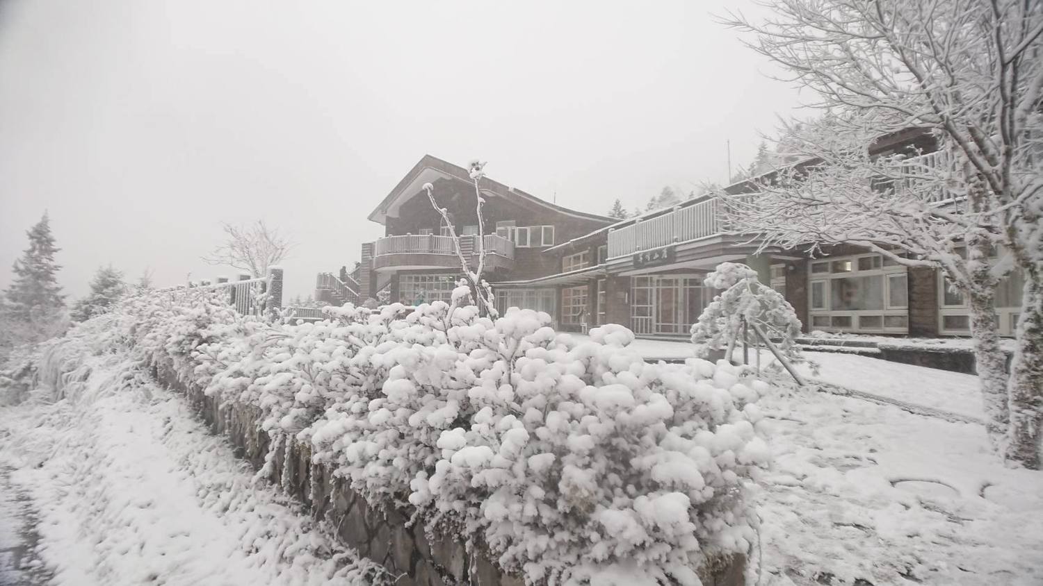 太平山昨日晚間便開始降雪,整座山頭一片雪白。 圖:翻攝自太平山國家森林遊樂區臉書 太平山昨日晚間便開始降雪,整座山頭一片雪白。 圖:翻攝自太平山國家森林遊樂區臉書
