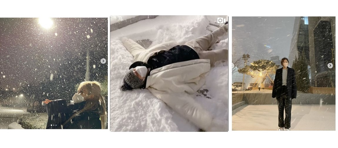 眾多韓星都興奮出門踩雪,洗版粉絲。 圖:翻攝自Rose、姜丹尼爾、Jennie IG 眾多韓星都興奮出門踩雪,洗版粉絲。 圖:翻攝自Rose、姜丹尼爾、Jennie IG