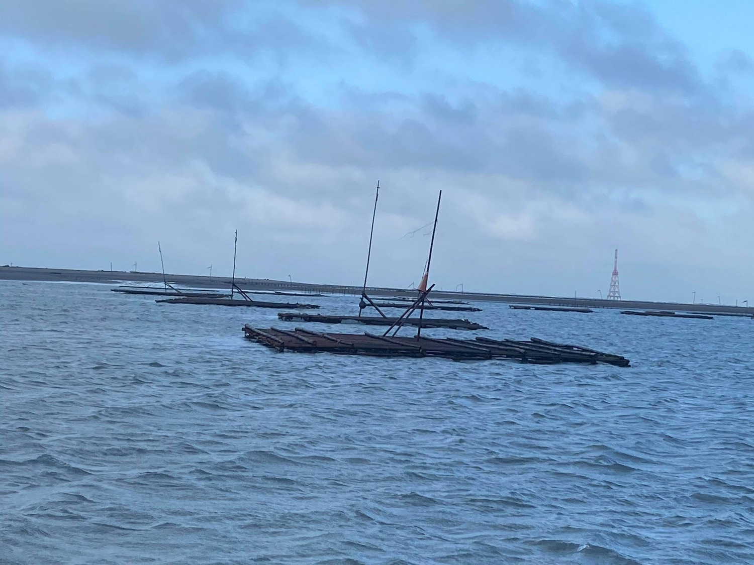 霸王級寒流帶來強風,造成蚵架損毀。 圖:嘉義記者公會/提供 霸王級寒流帶來強風,造成蚵架損毀。 圖:嘉義記者公會/提供