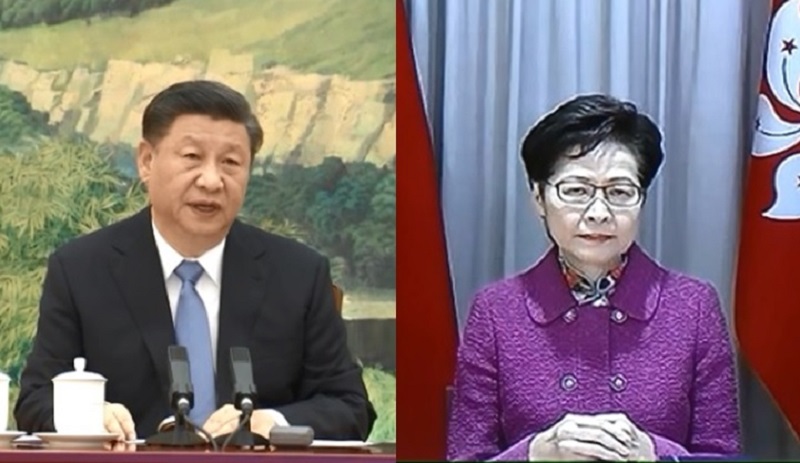 中國國家主席習近平讚揚香港特首林鄭月娥在國家安全等大是大非問題上,展現愛國愛港情懷。 圖:翻攝央視畫面 中國國家主席習近平讚揚香港特首林鄭月娥在國家安全等大是大非問題上,展現愛國愛港情懷。 圖:翻攝央視畫面