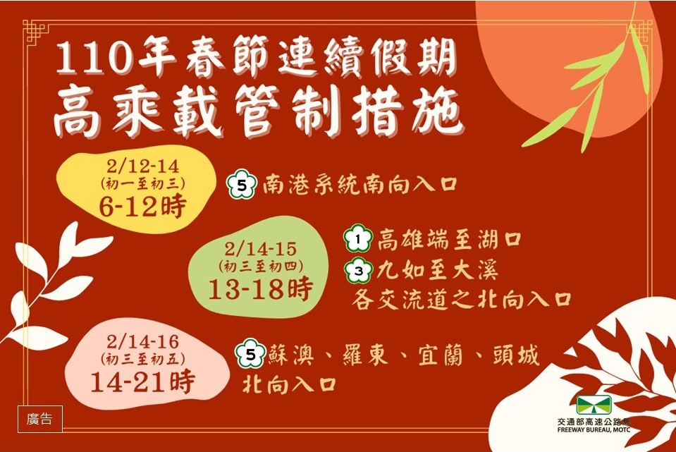 高乘載管制措施。 圖:高公局/提供 高乘載管制措施。 圖:高公局/提供
