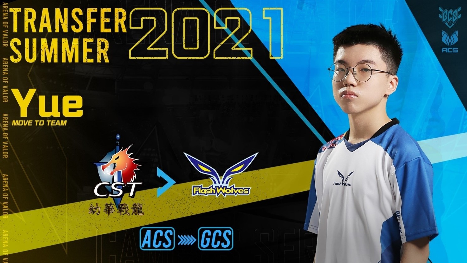 《傳說對決》ACS 冬季賽選手 幼華戰龍 Yue,成功晉級到 GCS FlashWolves職業隊 圖:Garena/提供 《傳說對決》ACS 冬季賽選手 幼華戰龍 Yue,成功晉級到 GCS FlashWolves職業隊 圖:Garena/提供