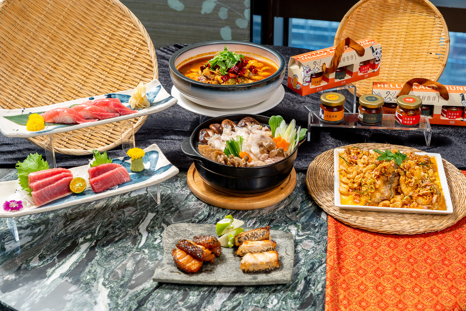 以龍膽石斑創作的五道義享限定料理。 圖:饗賓餐旅事業/提供 以龍膽石斑創作的五道義享限定料理。 圖:饗賓餐旅事業/提供