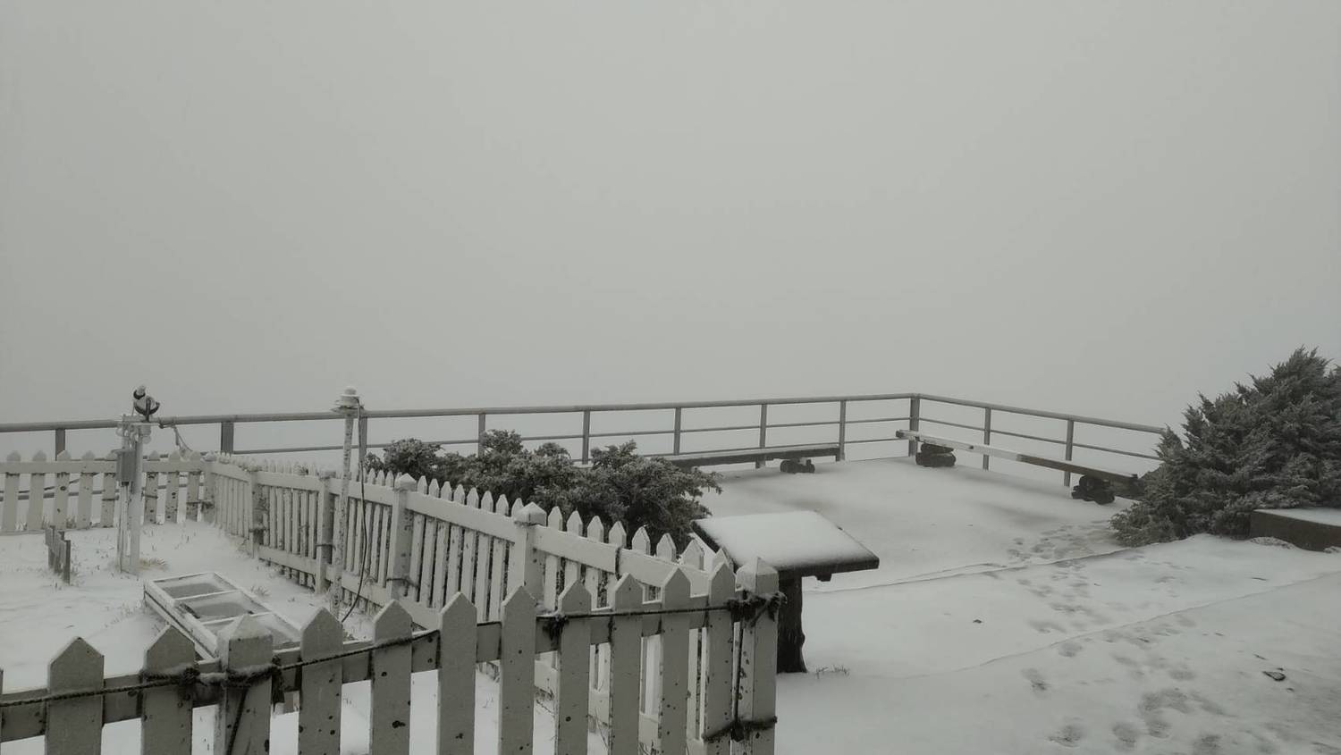 玉山今(24)日清晨再度降下3月雪。 圖:中央氣象局/提供 玉山今(24)日清晨再度降下3月雪。 圖:中央氣象局/提供