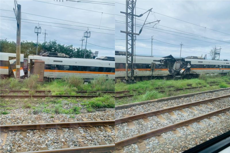造成50人罹難的太魯閣號出軌事件,車廂已被從隧道中拖出。 圖 : 翻攝自爆廢1公社 造成50人罹難的太魯閣號出軌事件,車廂已被從隧道中拖出。 圖 : 翻攝自爆廢1公社