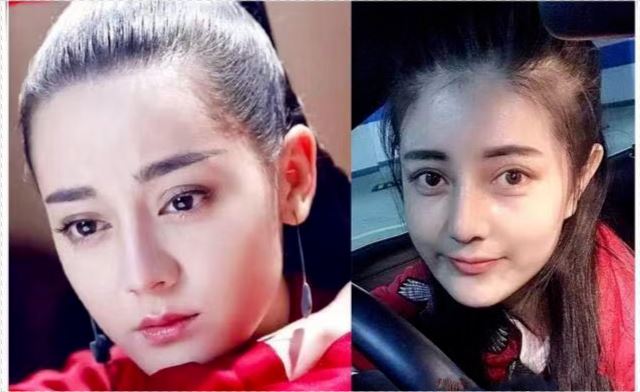 網紅青青(右)神似新疆女神迪麗熱巴(左)。 圖:翻攝自微博 網紅青青(右)神似新疆女神迪麗熱巴(左)。 圖:翻攝自微博