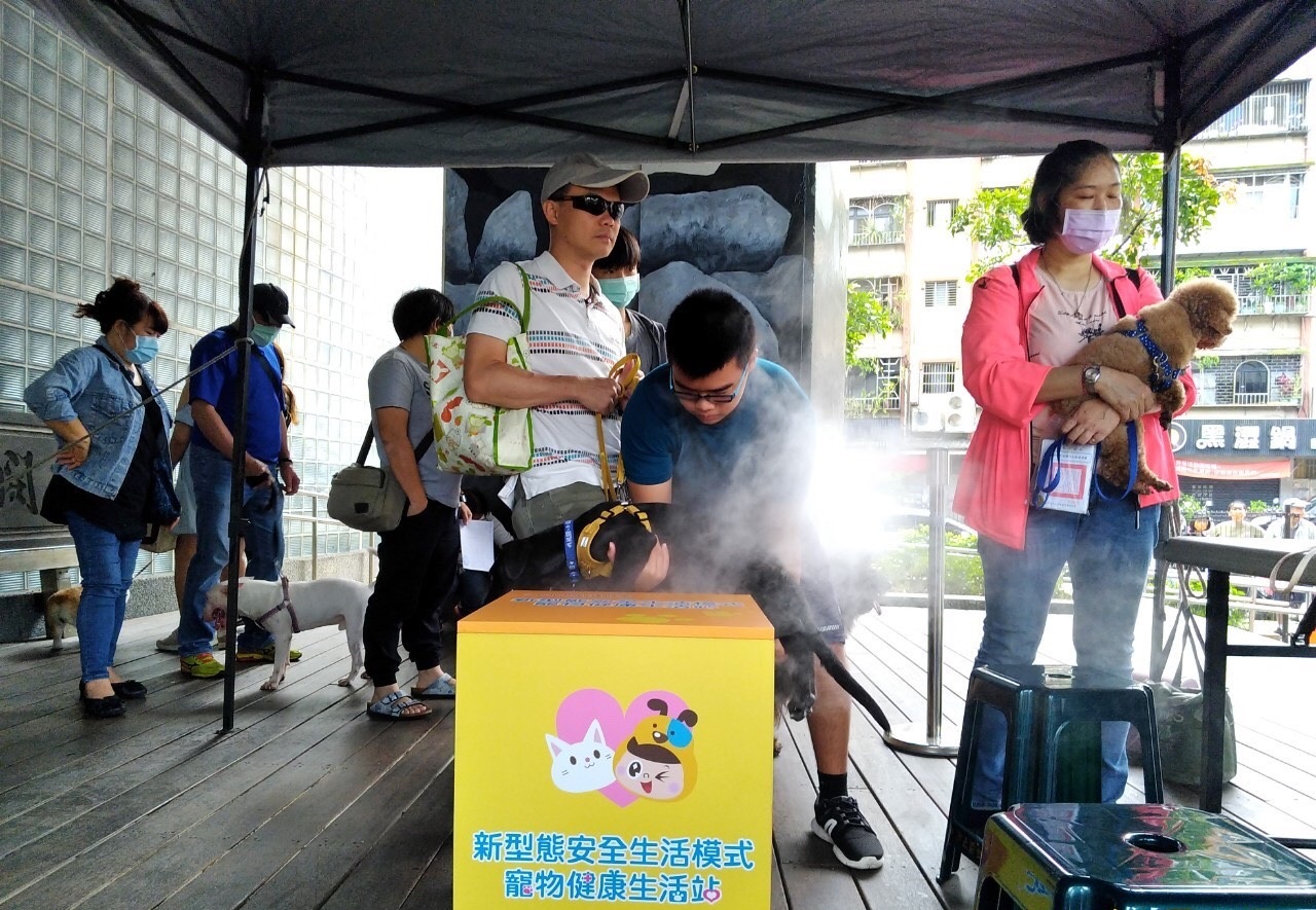 「汐止毛孩幸福趴」現場提供民眾寵物超音波消毒機使用。 圖:新北市動保處提供 「汐止毛孩幸福趴」現場提供民眾寵物超音波消毒機使用。 圖:新北市動保處提供