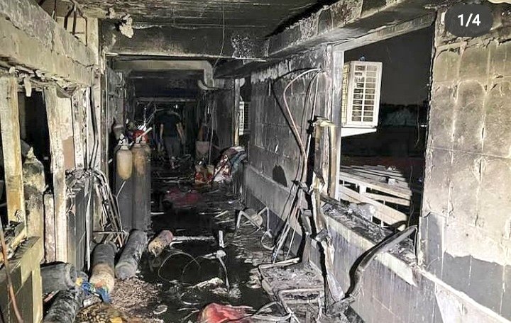 根據伊拉克衛生部25日公布的傷亡統計,這起火警至少已造成82人死亡110人受傷。 圖:翻攝@Rizvi6Mahi推特 根據伊拉克衛生部25日公布的傷亡統計,這起火警至少已造成82人死亡110人受傷。 圖:翻攝@Rizvi6Mahi推特