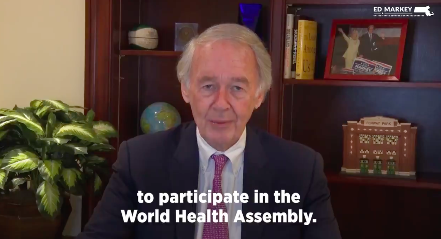 「#LetTaiwanHelp」活動發起人、美國參議院外委會亞太小組主席馬基(Ed Markey)錄影片聲援台灣參與WHA。 圖:翻攝自Ed Markey推特 「#LetTaiwanHelp」活動發起人、美國參議院外委會亞太小組主席馬基(Ed Markey)錄影片聲援台灣參與WHA。 圖:翻攝自Ed Markey推特
