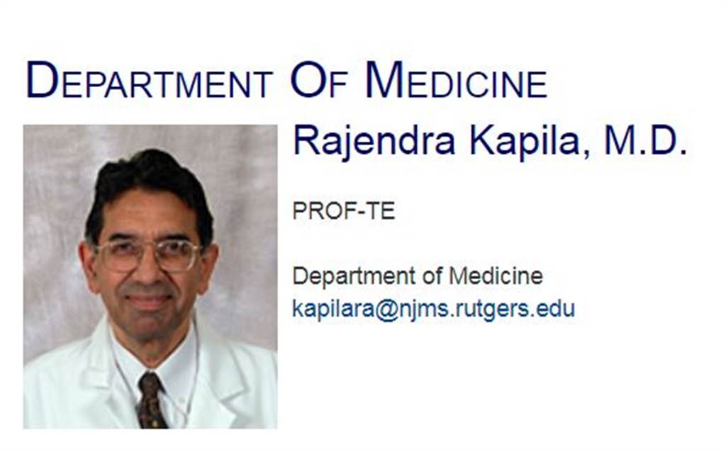 美國一位印度裔的傳染病學專家卡比拉(Rajendra Kapila)3月底返回印度探親時,不幸感染新冠肺炎(COVID-19),於上個月28日死亡,而且他在感染前曾經打過兩針美國輝瑞(Pfizer)公司的新冠疫苗。 圖:翻攝自美國羅格斯大學官網 美國一位印度裔的傳染病學專家卡比拉(Rajendra Kapila)3月底返回印度探親時,不幸感染新冠肺炎(COVID-19),於上個月28日死亡,而且他在感染前曾經打過兩針美國輝瑞(Pfizer)公司的新冠疫苗。 圖:翻攝自美國羅格斯大學官網