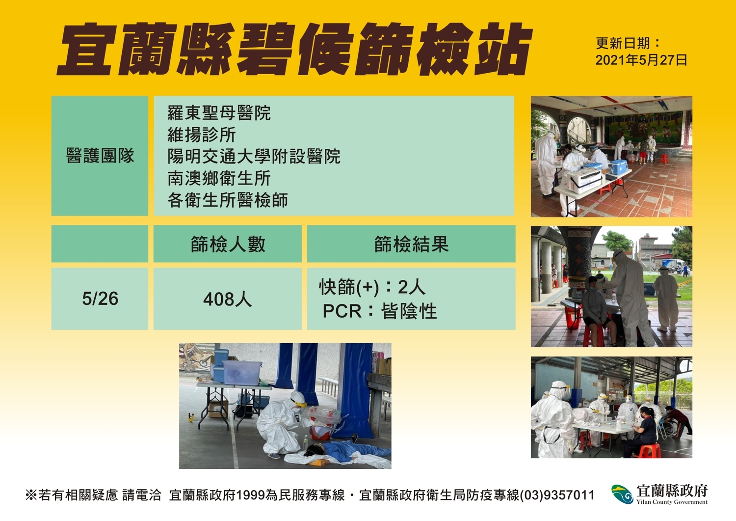 宜蘭縣碧候篩檢站情況。 圖:翻攝宜蘭縣政府官網 宜蘭縣碧候篩檢站情況。 圖:翻攝宜蘭縣政府官網