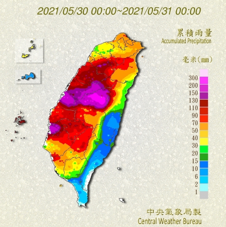 梅雨鋒面過境,為中部地區帶來豐沛雨量。 圖:中央氣象局/提供 梅雨鋒面過境,為中部地區帶來豐沛雨量。 圖:中央氣象局/提供