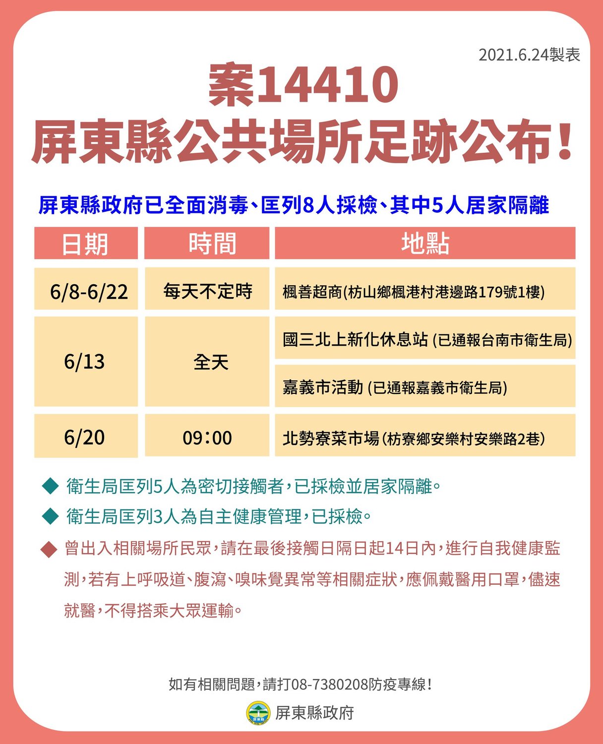 案14410屏東縣活動史。 圖:翻攝潘孟安臉書 案14410屏東縣活動史。 圖:翻攝潘孟安臉書