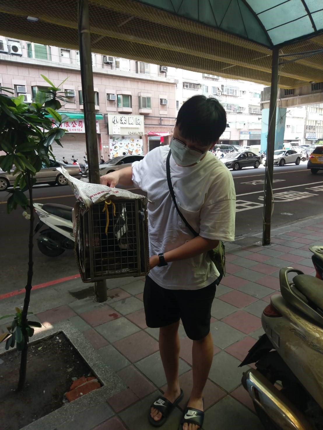 洪偉銘與民眾開心救下小黑貓。 圖:新北市動保處提供 洪偉銘與民眾開心救下小黑貓。 圖:新北市動保處提供