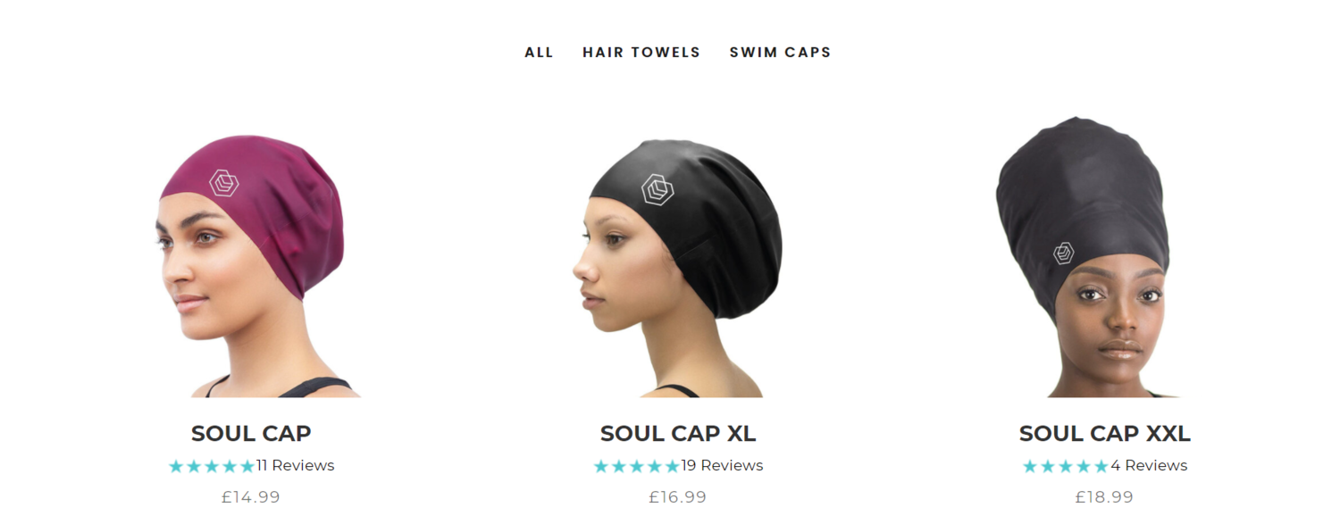 Soul Cap是專門為黑人的辮子頭、爆炸頭所設計,較能讓黑人運動員將其頭髮塞進泳帽。 圖:翻攝自Soul Cap官網 Soul Cap是專門為黑人的辮子頭、爆炸頭所設計,較能讓黑人運動員將其頭髮塞進泳帽。 圖:翻攝自Soul Cap官網