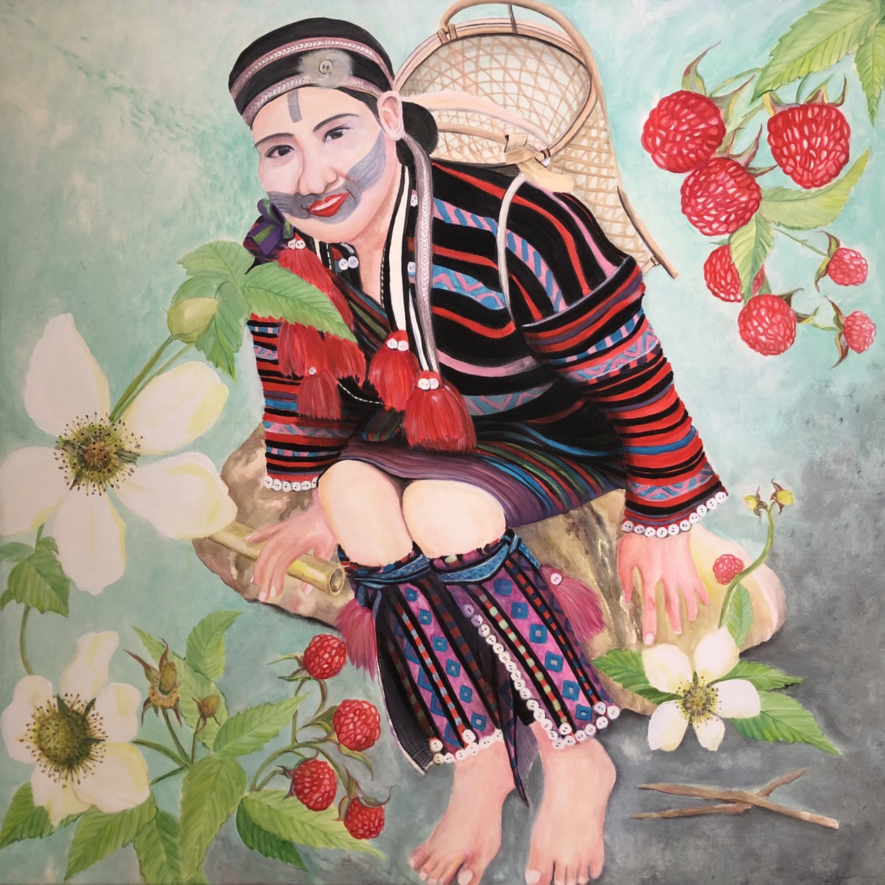「泰.愛.你」線上畫展作品之一「甜心覆盆子」。 參山處/提供 「泰.愛.你」線上畫展作品之一「甜心覆盆子」。 參山處/提供