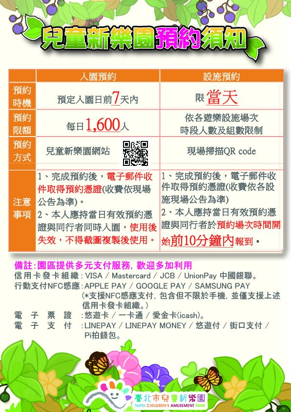兒童新樂園預約須知。 圖:台北捷運公司/提供 兒童新樂園預約須知。 圖:台北捷運公司/提供