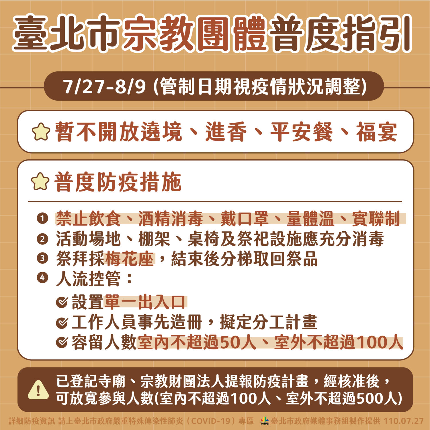 台北市普渡指引。 圖:台北市政府 / 提供 台北市普渡指引。 圖:台北市政府 / 提供