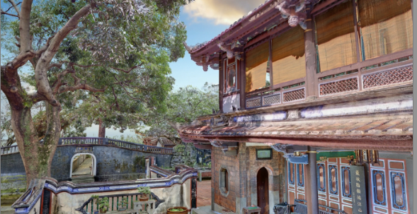 古蹟日透過360度環景搭配3D點雲建模影片虛擬遊板橋林園。 圖:新北市文化局提供 古蹟日透過360度環景搭配3D點雲建模影片虛擬遊板橋林園。 圖:新北市文化局提供