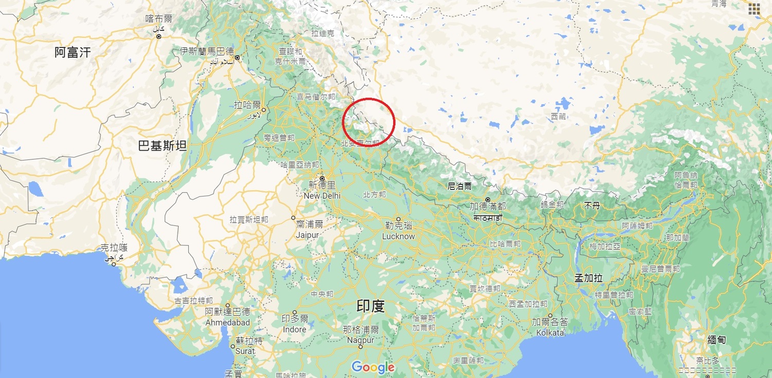 印度媒體報導,100多名解放軍士兵上個月越過北阿坎德邦巴拉霍蒂邊境(紅圈示意位置),撤退前損壞包括橋樑在內的部份基礎設施。 圖:翻攝Google Map 印度媒體報導,100多名解放軍士兵上個月越過北阿坎德邦巴拉霍蒂邊境(紅圈示意位置),撤退前損壞包括橋樑在內的部份基礎設施。 圖:翻攝Google Map