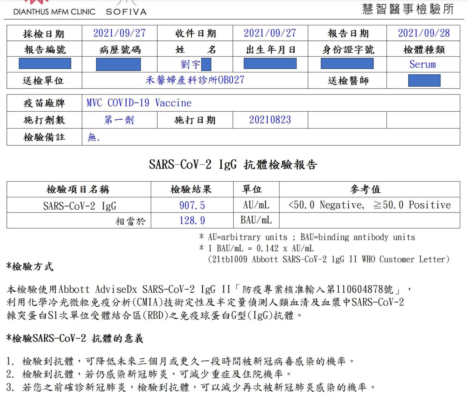 四叉貓公布第二次高端抗體報告 圖:翻攝劉宇臉書 四叉貓公布第二次高端抗體報告 圖:翻攝劉宇臉書