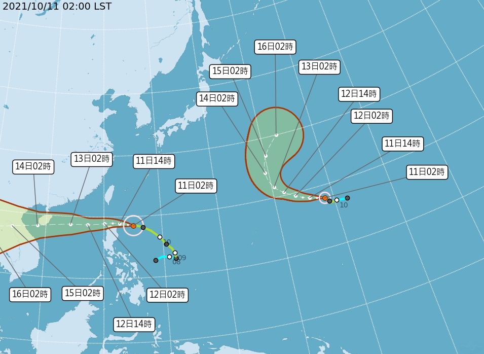 「圓規」颱風今、明兩天影響台灣最明顯。 圖/中央氣象局 「圓規」颱風今、明兩天影響台灣最明顯。 圖/中央氣象局